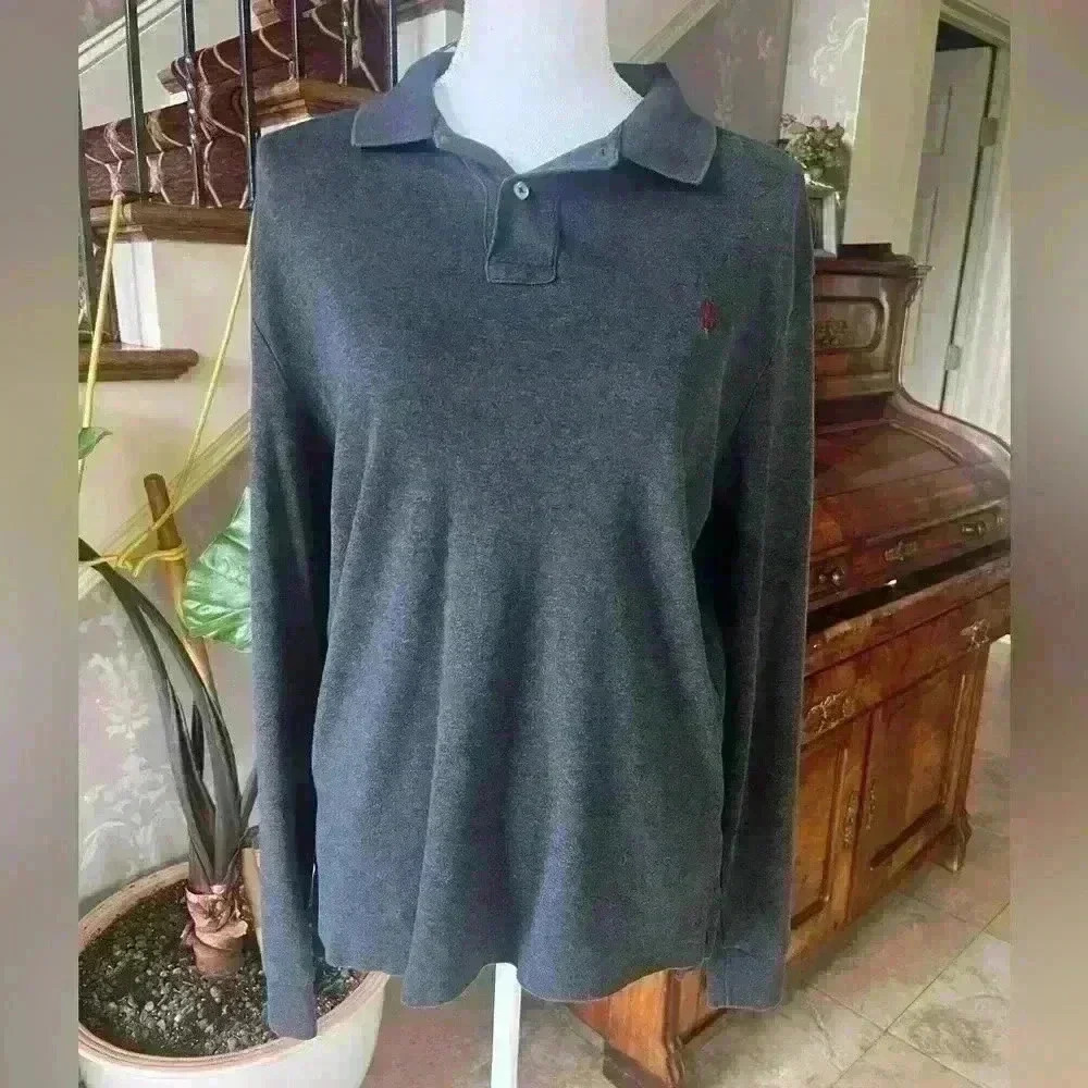 Men’s Polo Ralph Lauren long sleeve 100% cotton shirt L very good condition gray - Picture 4 of 11